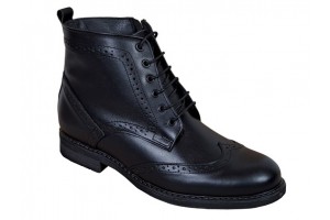Ghete barbati negre Oxford din piele naturala imblanite GKR29N